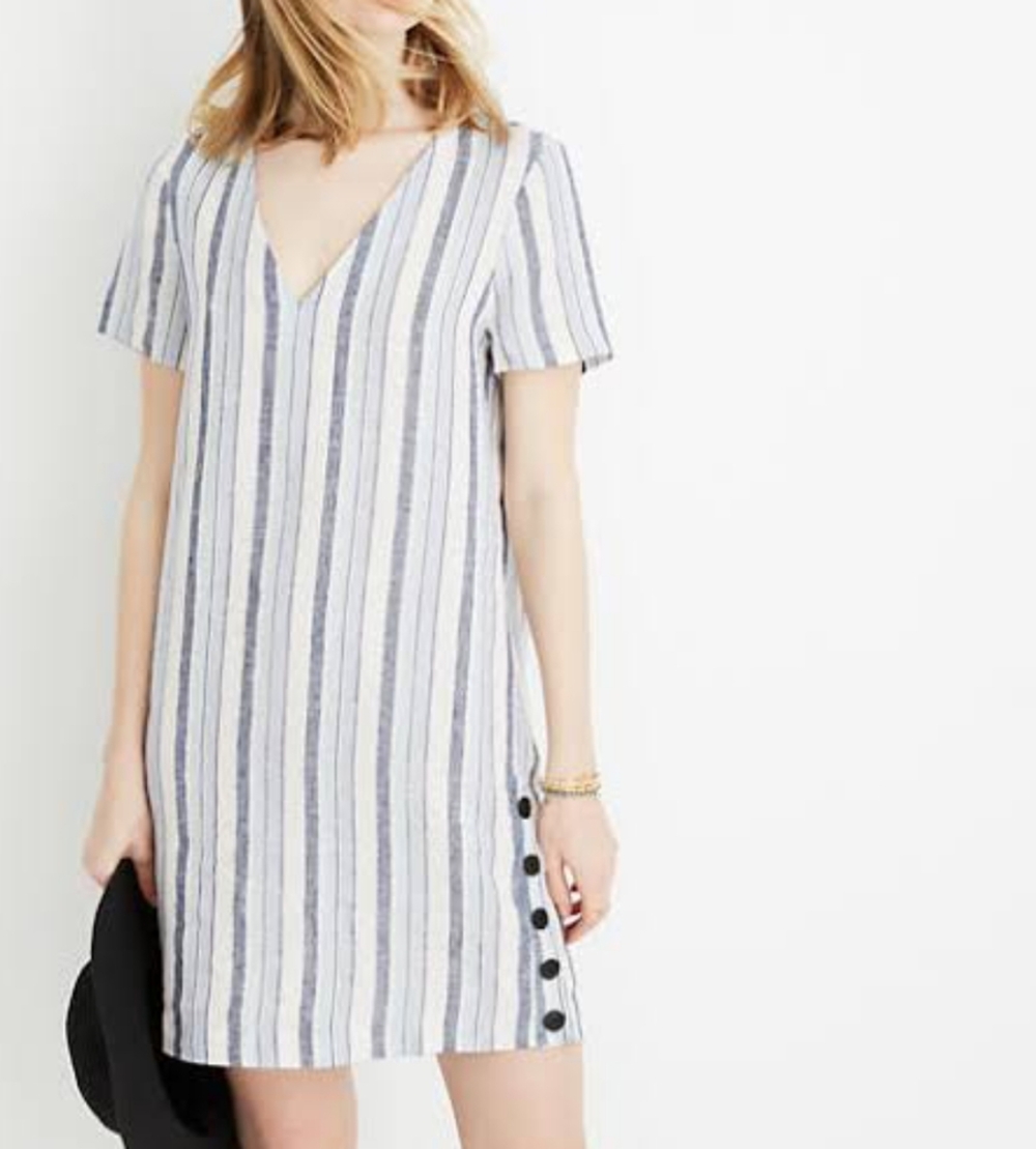 Madewell S Linen Side-Button Easy Dress